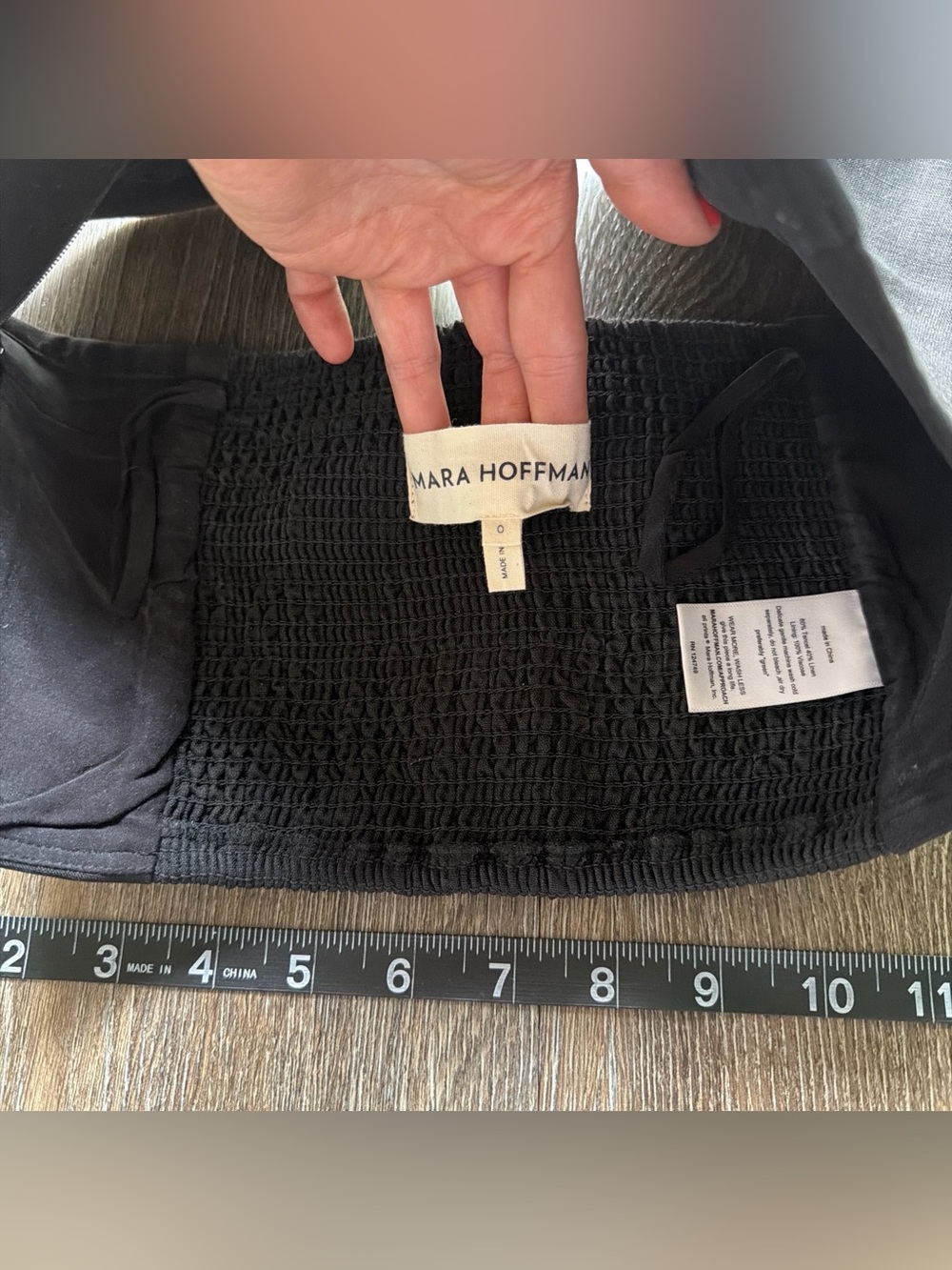 Mara Hoffman Black Smocked Strapless Tube Top